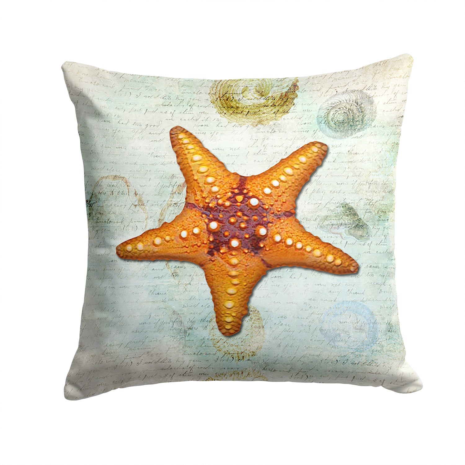 Beach Knobby Sea Star Starfish Orange Decorative Throw Pillow 14x14 Indoor Outdoor Accent Cushion, Fabric Cover with Insert for Sofa, Bed, Porch & Living Room