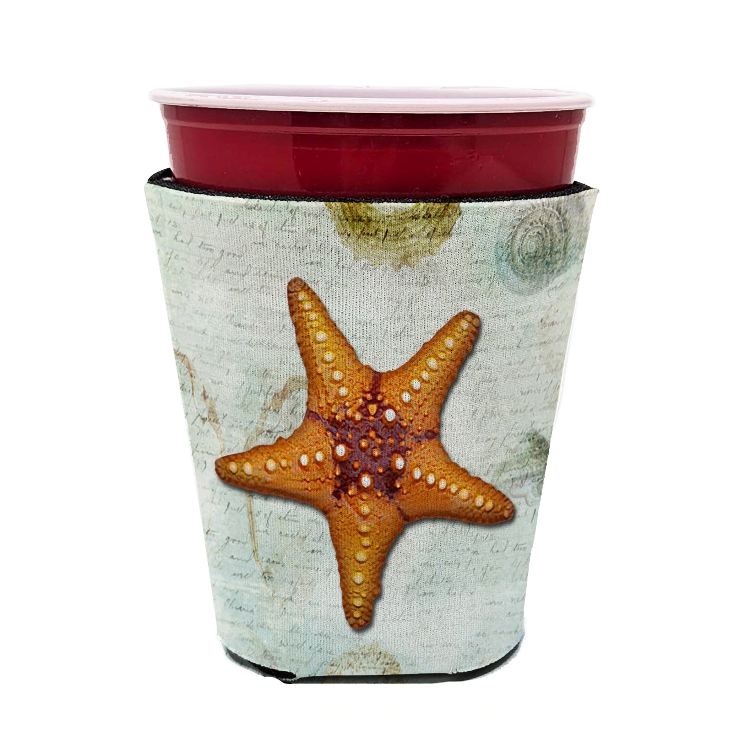 Beach Knobby Sea Star Starfish Orange Red Cup Hugger Sleeve for 16–22 oz Party Cups, Insulated Foam Drink Holder for Iced Coffee, Tailgate & BBQ Reusable