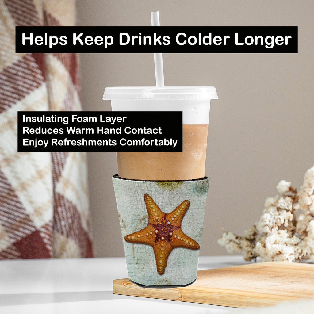 Beach Knobby Sea Star Starfish Orange Red Cup Hugger Sleeve for 16–22 oz Party Cups, Insulated Foam Drink Holder for Iced Coffee, Tailgate & BBQ Reusable