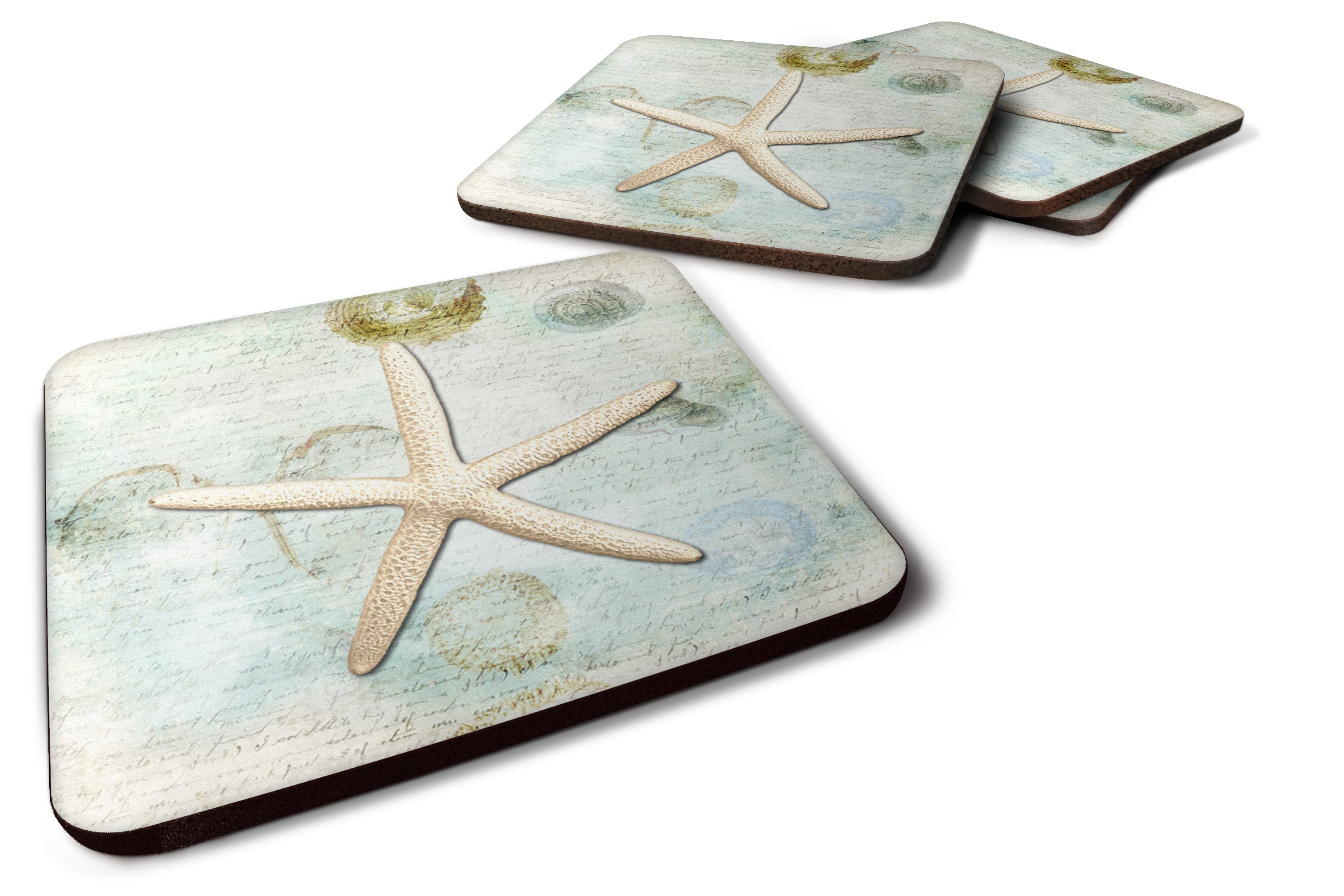 Beach Schoenbeck Sea Star Starfish Foam Coasters Set of 4 Cup Coasters for Indoor Outdoor, Tabletop Protection, Anti Slip, Mouse pad Material