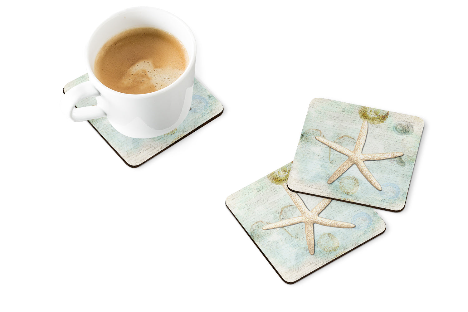 Beach Schoenbeck Sea Star Starfish Foam Coasters Set of 4 Cup Coasters for Indoor Outdoor, Tabletop Protection, Anti Slip, Mouse pad Material