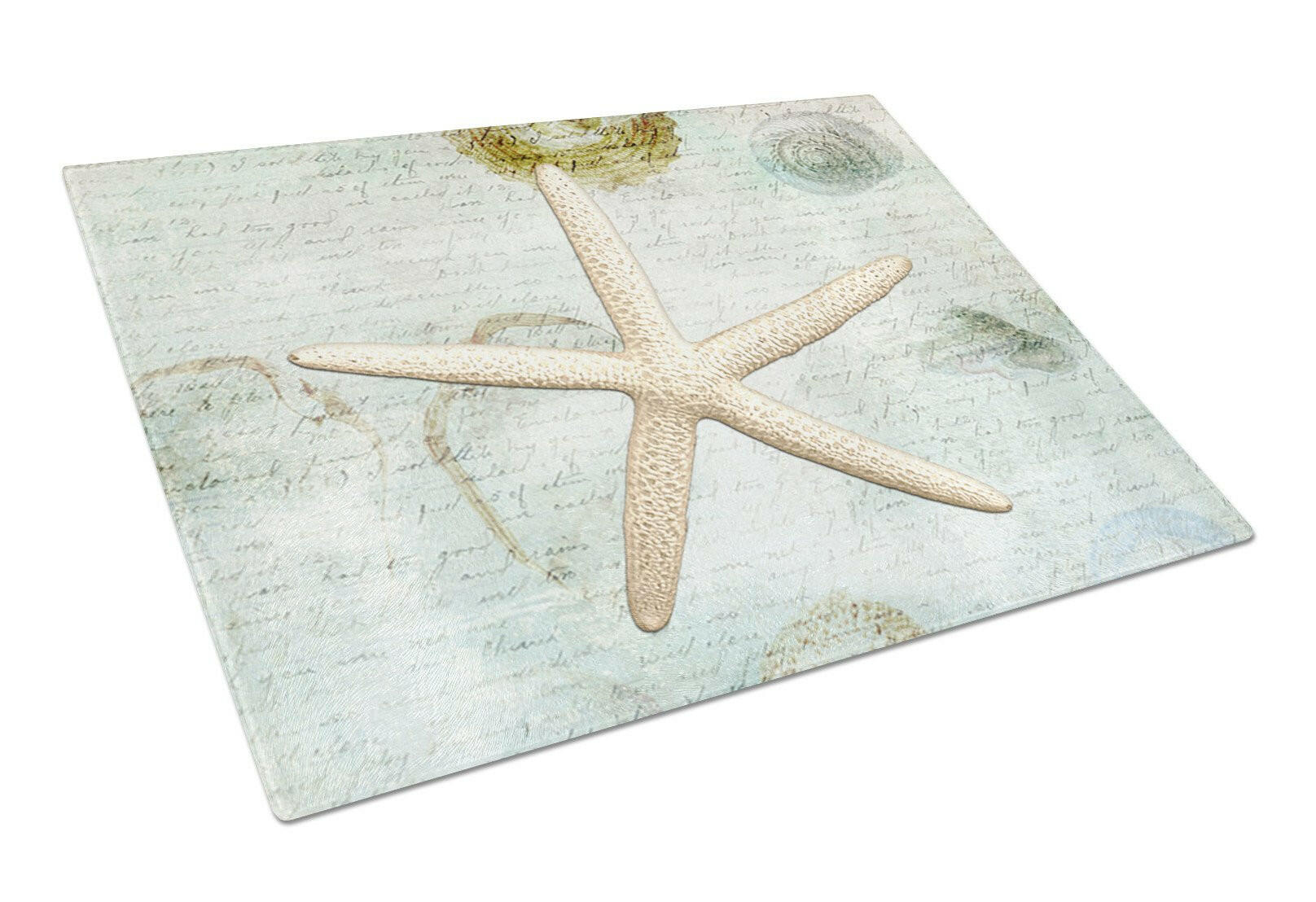Beach Schoenbeck Sea Star Starfish Cutting Board Tempered Glass Kitchen Cutting Surface, Heat Resistant Chopping, Non-Slip Feet, Food Prep & Serving