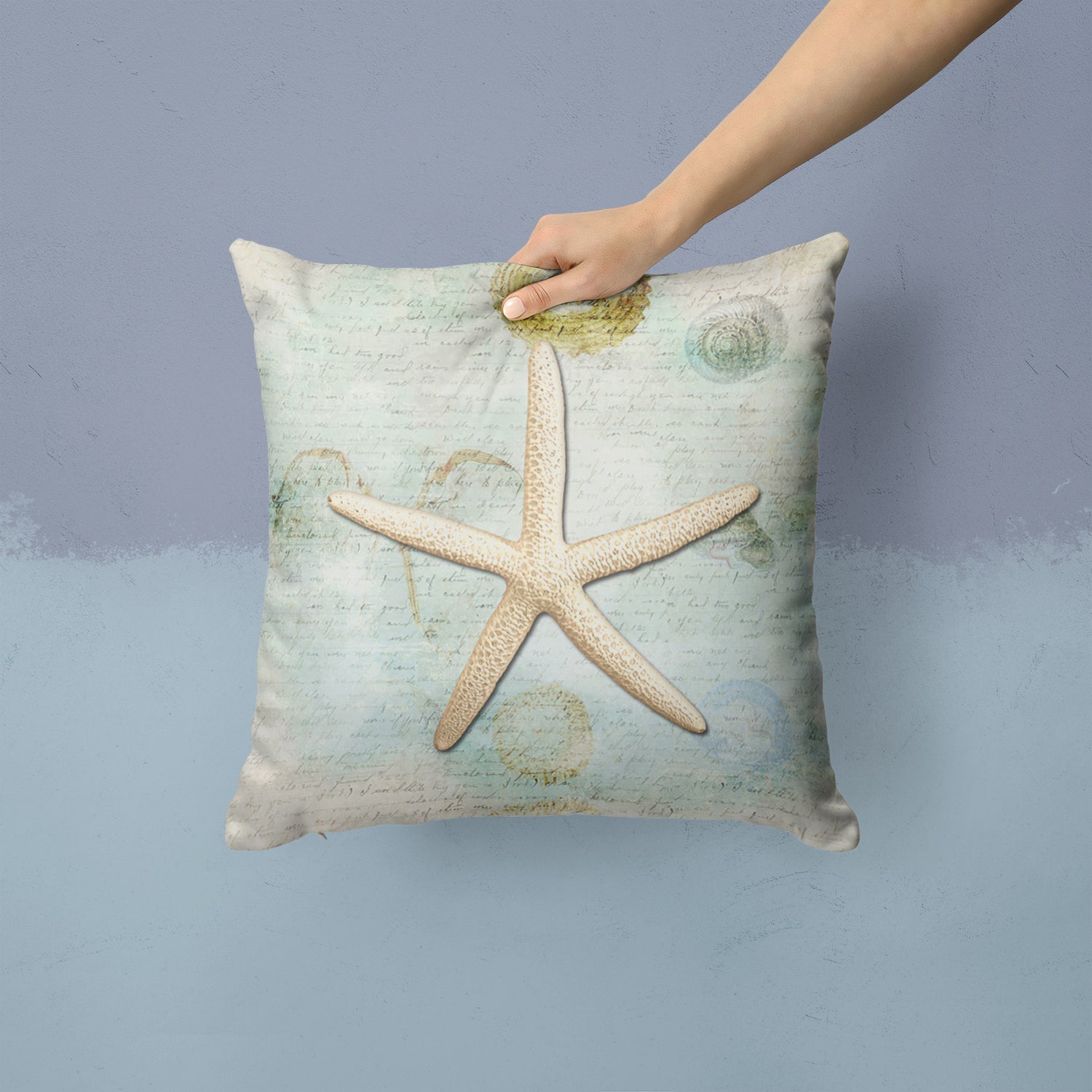 Beach Schoenbeck Sea Star Starfish Decorative Throw Pillow 14x14 Indoor Outdoor Accent Cushion, Fabric Cover with Insert for Sofa, Bed, Porch & Living Room