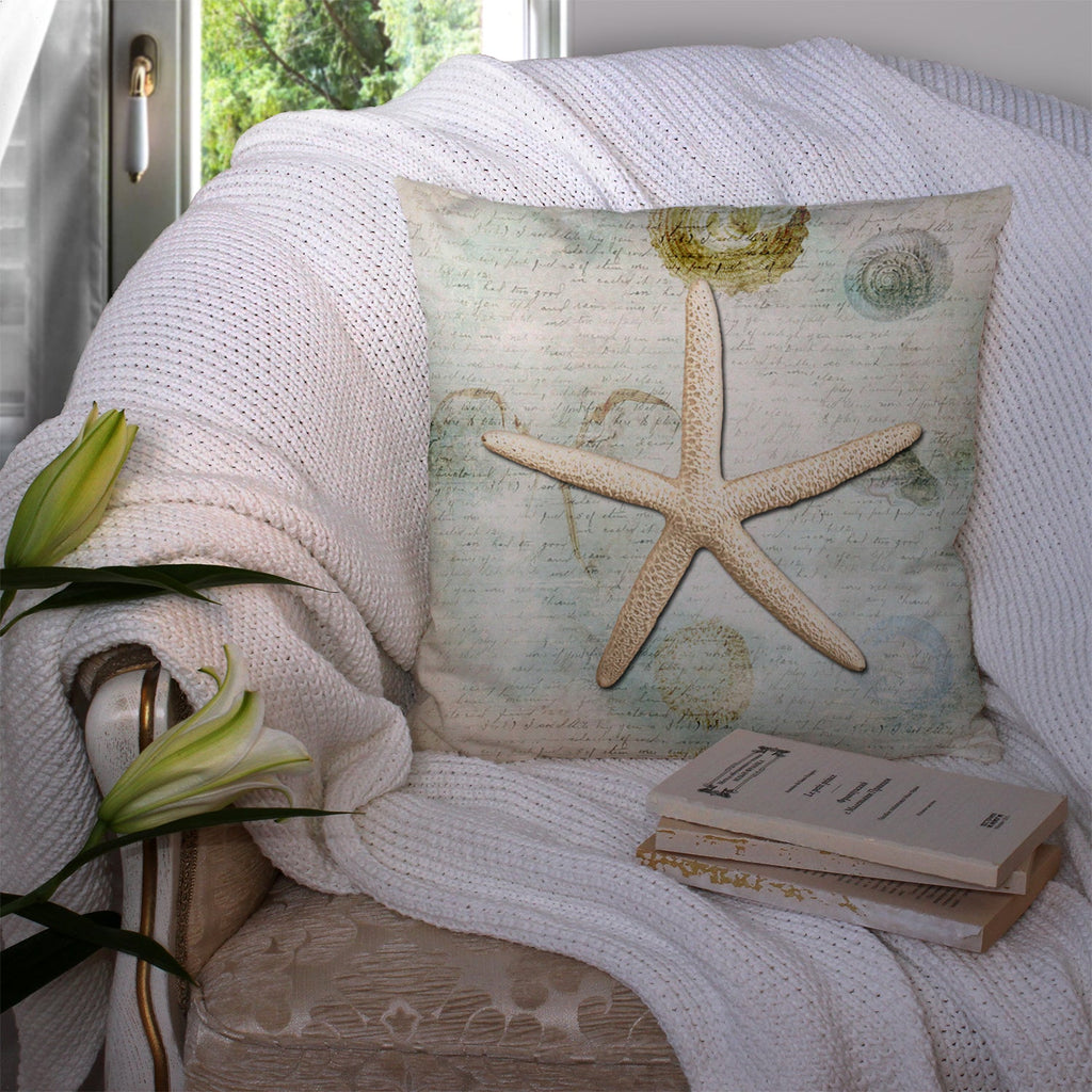 Beach Schoenbeck Sea Star Starfish Decorative Throw Pillow 14x14 Indoor Outdoor Accent Cushion, Fabric Cover with Insert for Sofa, Bed, Porch & Living Room