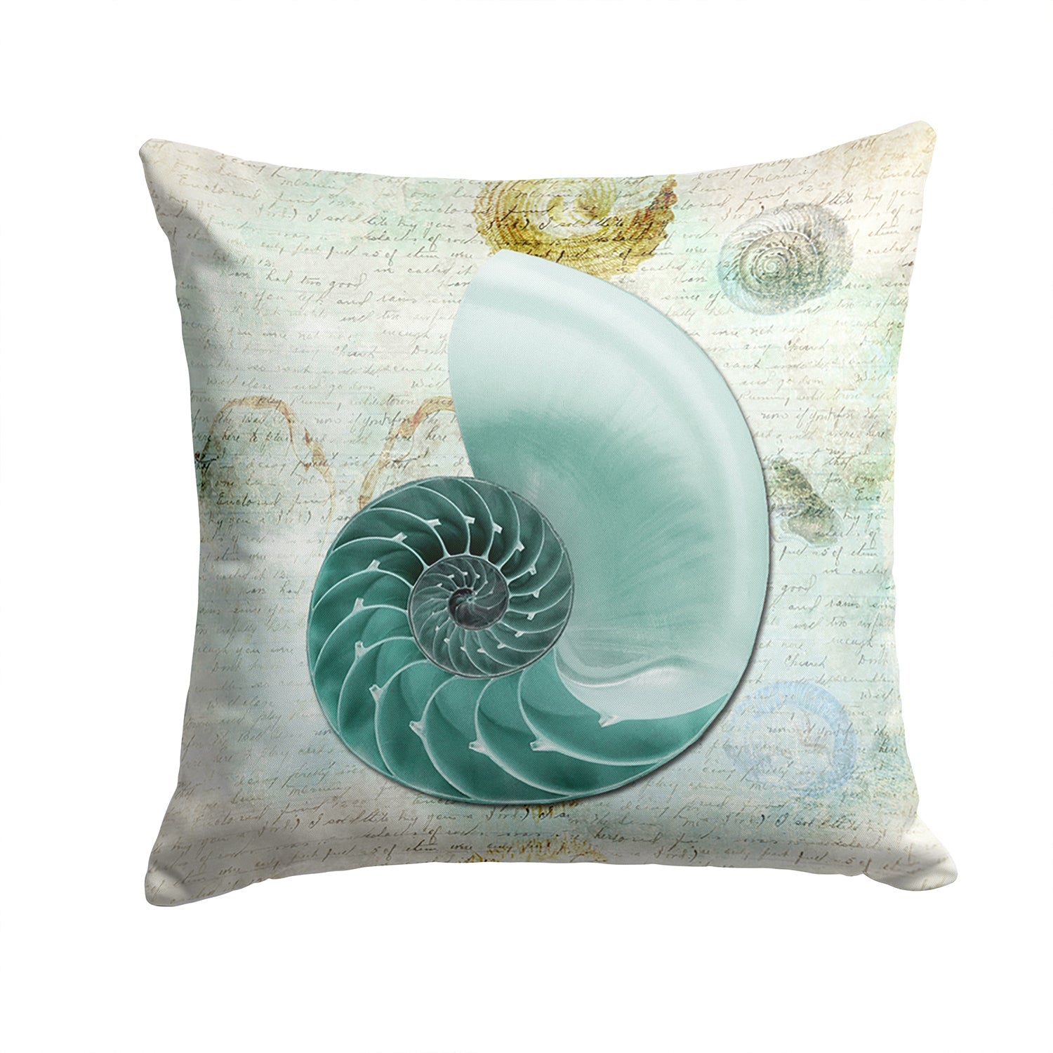 Beach Volute Shell Decorative Throw Pillow 14x14 Indoor Outdoor Accent Cushion, Fabric Cover with Insert for Sofa, Bed, Porch & Living Room