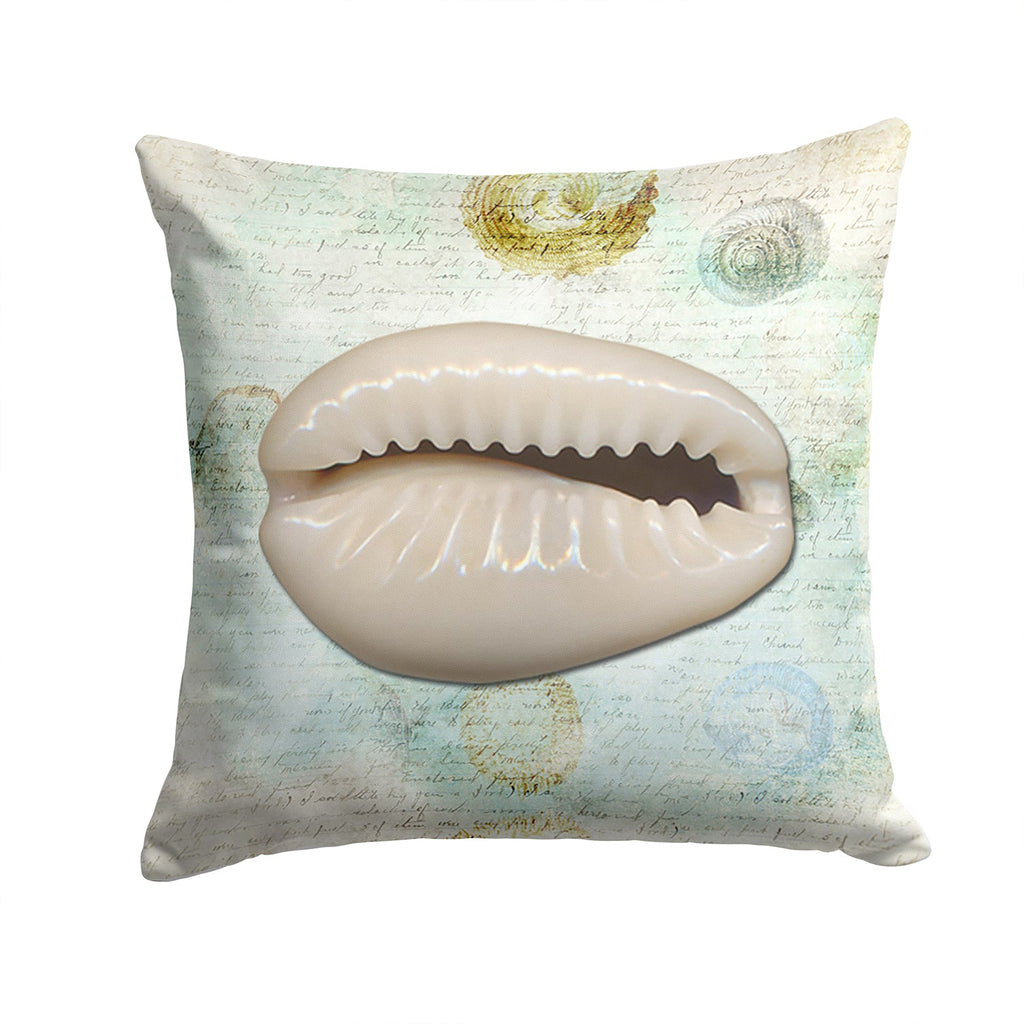 Beach Cowrie Shell Decorative Throw Pillow 14x14 Indoor Outdoor Accent Cushion, Fabric Cover with Insert for Sofa, Bed, Porch & Living Room