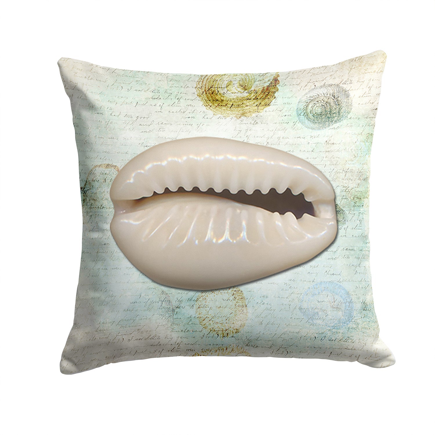 Beach Cowrie Shell Decorative Throw Pillow 14x14 Indoor Outdoor Accent Cushion, Fabric Cover with Insert for Sofa, Bed, Porch & Living Room