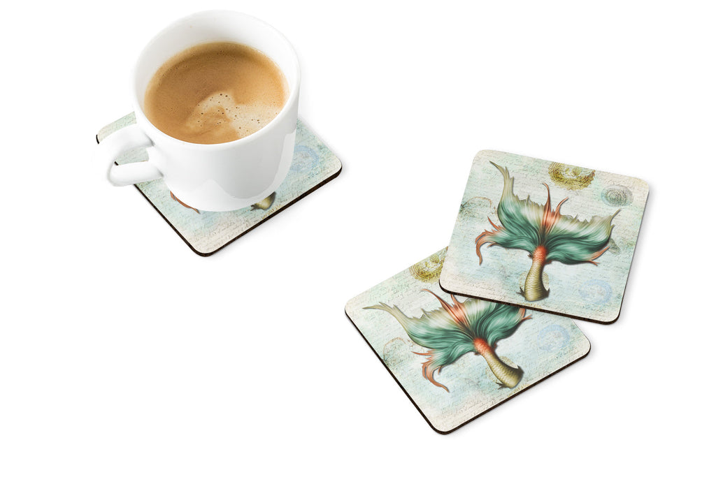 Mermaids and Mermen Mermaid Tail Foam Coasters Set of 4 Cup Coasters for Indoor Outdoor, Tabletop Protection, Anti Slip, Mouse pad Material