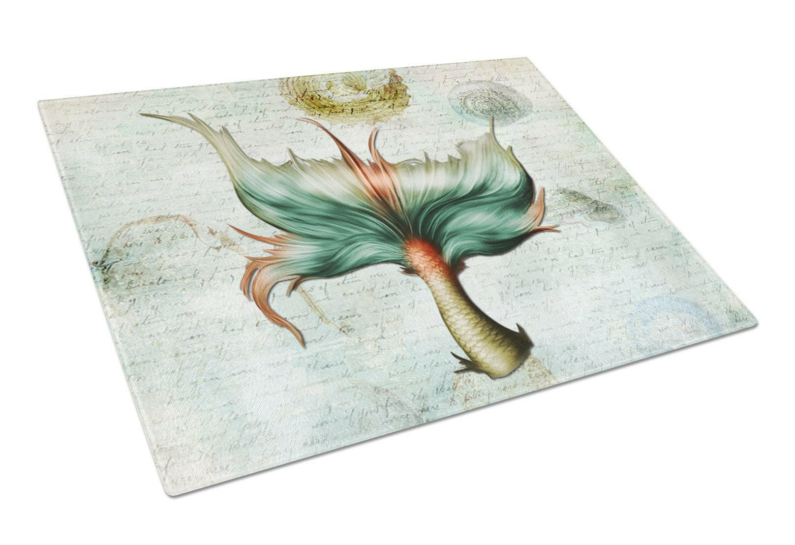Mermaids and Mermen Mermaid Tail Cutting Board Tempered Glass Kitchen Cutting Surface, Heat Resistant Chopping, Non-Slip Feet, Food Prep & Serving