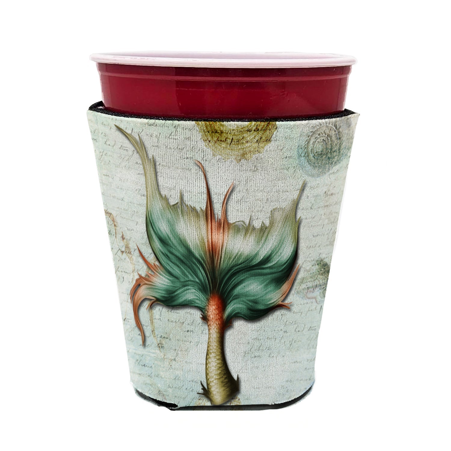 Mermaids and Mermen Mermaid Tail Red Cup Hugger Sleeve for 16–22 oz Party Cups, Insulated Foam Drink Holder for Iced Coffee, Tailgate & BBQ Reusable