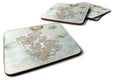 Beach Sea Whip Coral Foam Coasters Set of 4 Cup Coasters for Indoor Outdoor, Tabletop Protection, Anti Slip, Mouse pad Material