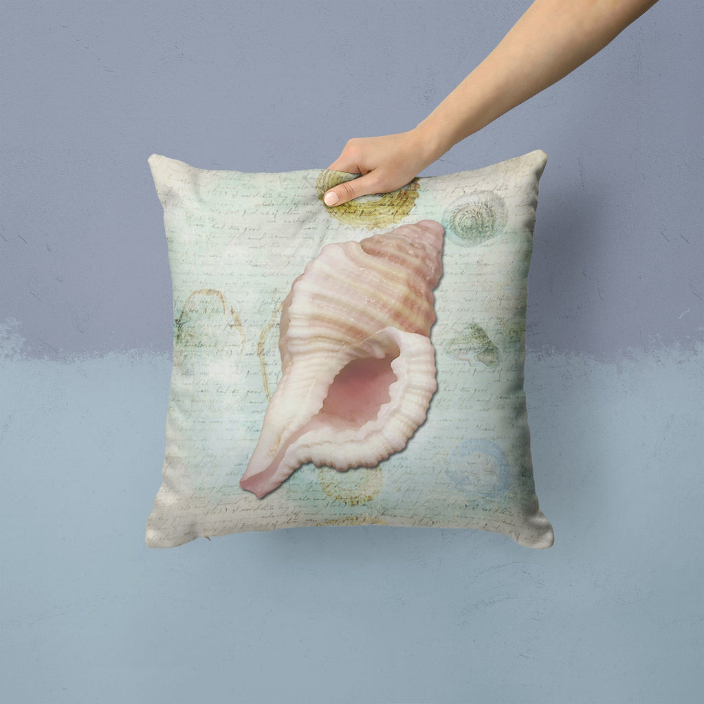 Beach Miter Shell Decorative Throw Pillow 14x14 Indoor Outdoor Accent Cushion, Fabric Cover with Insert for Sofa, Bed, Porch & Living Room