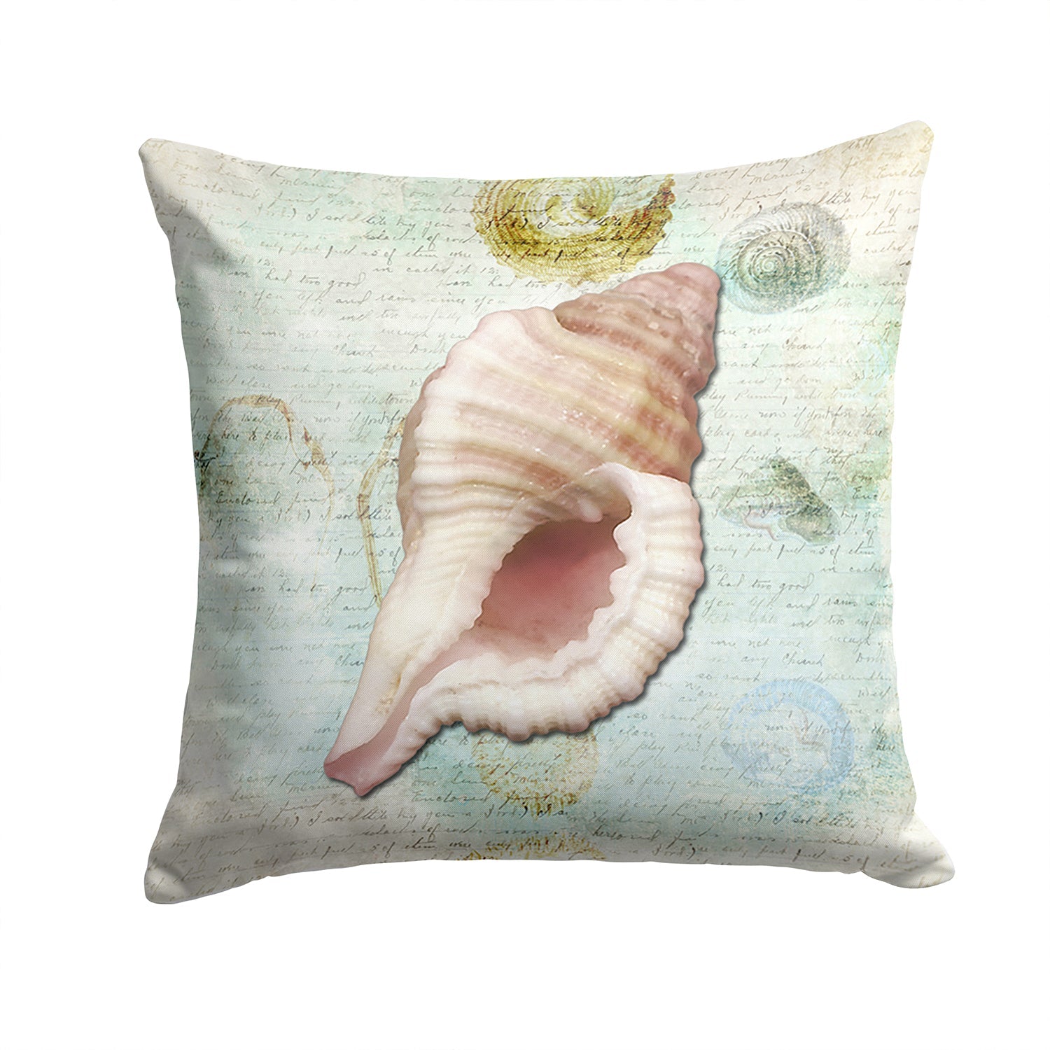Beach Miter Shell Decorative Throw Pillow 14x14 Indoor Outdoor Accent Cushion, Fabric Cover with Insert for Sofa, Bed, Porch & Living Room