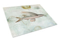 Beach Fly Fish Cutting Board Tempered Glass Kitchen Cutting Surface, Heat Resistant Chopping, Non-Slip Feet, Food Prep & Serving