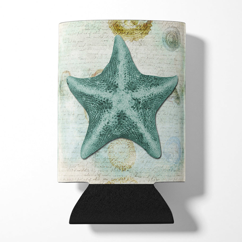 Beach Asteroidea Sea Star Starfish Teal Can or Bottle Hugger Cooler Sleeve for Standard 12 oz Cans, Insulated Foam Beer & Soda Can Hugger Reusable
