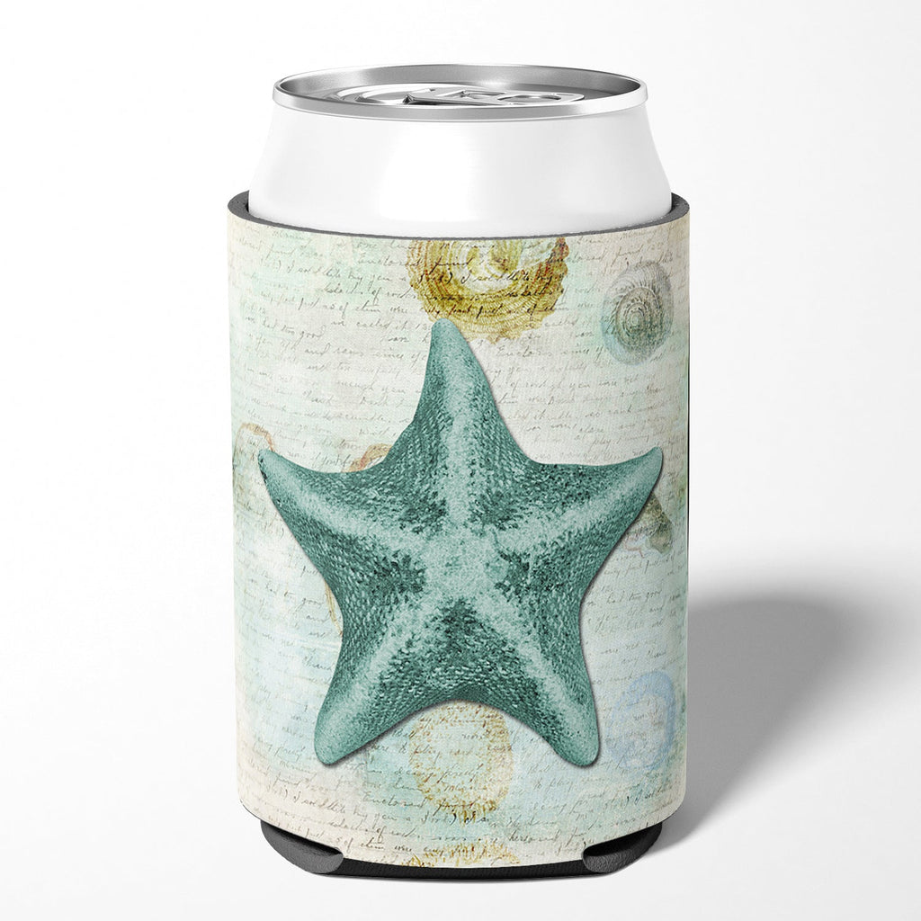Beach Asteroidea Sea Star Starfish Teal Can or Bottle Hugger Cooler Sleeve for Standard 12 oz Cans, Insulated Foam Beer & Soda Can Hugger Reusable
