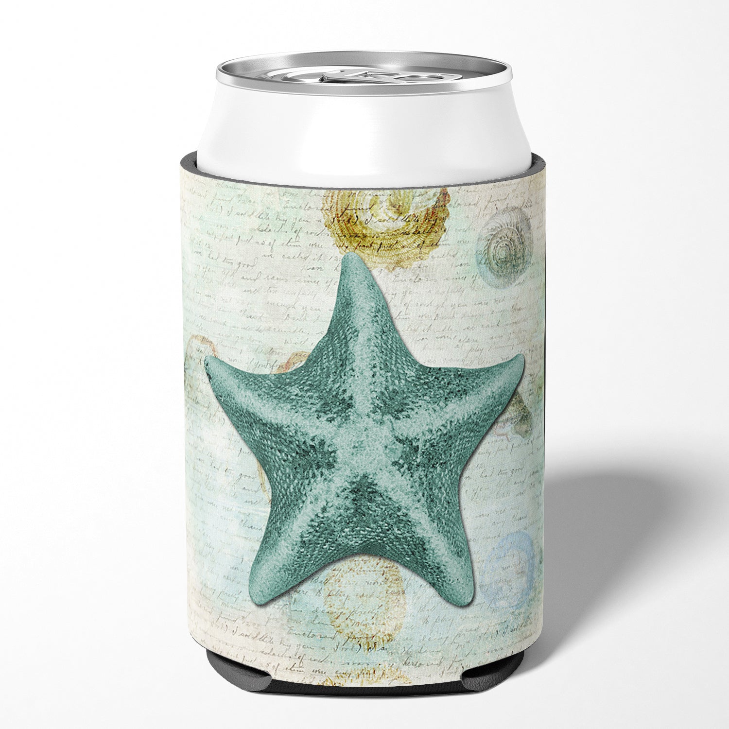 Beach Asteroidea Sea Star Starfish Teal Can or Bottle Hugger Cooler Sleeve for Standard 12 oz Cans, Insulated Foam Beer & Soda Can Hugger Reusable