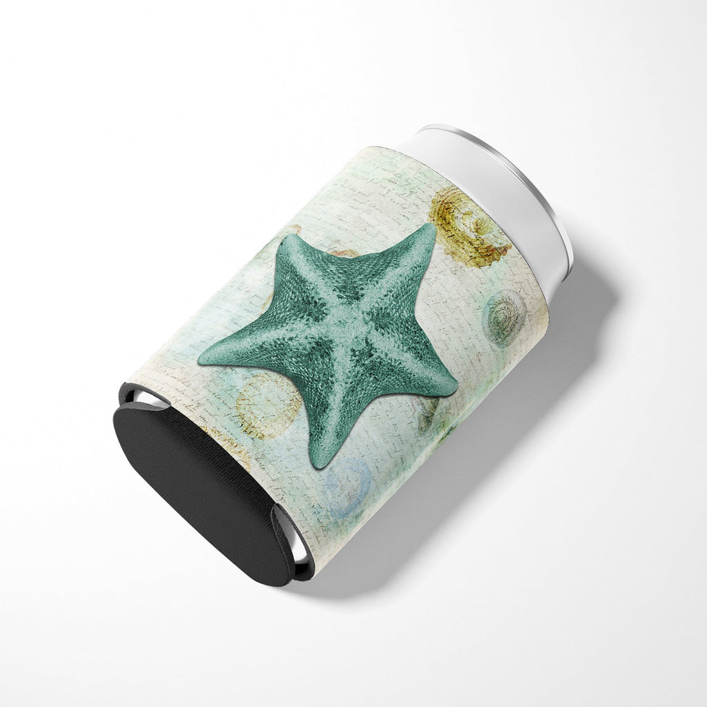 Beach Asteroidea Sea Star Starfish Teal Can or Bottle Hugger Cooler Sleeve for Standard 12 oz Cans, Insulated Foam Beer & Soda Can Hugger Reusable