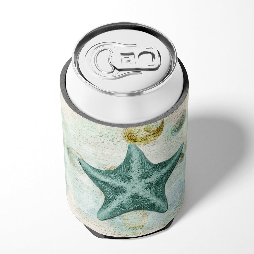 Beach Asteroidea Sea Star Starfish Teal Can or Bottle Hugger Cooler Sleeve for Standard 12 oz Cans, Insulated Foam Beer & Soda Can Hugger Reusable
