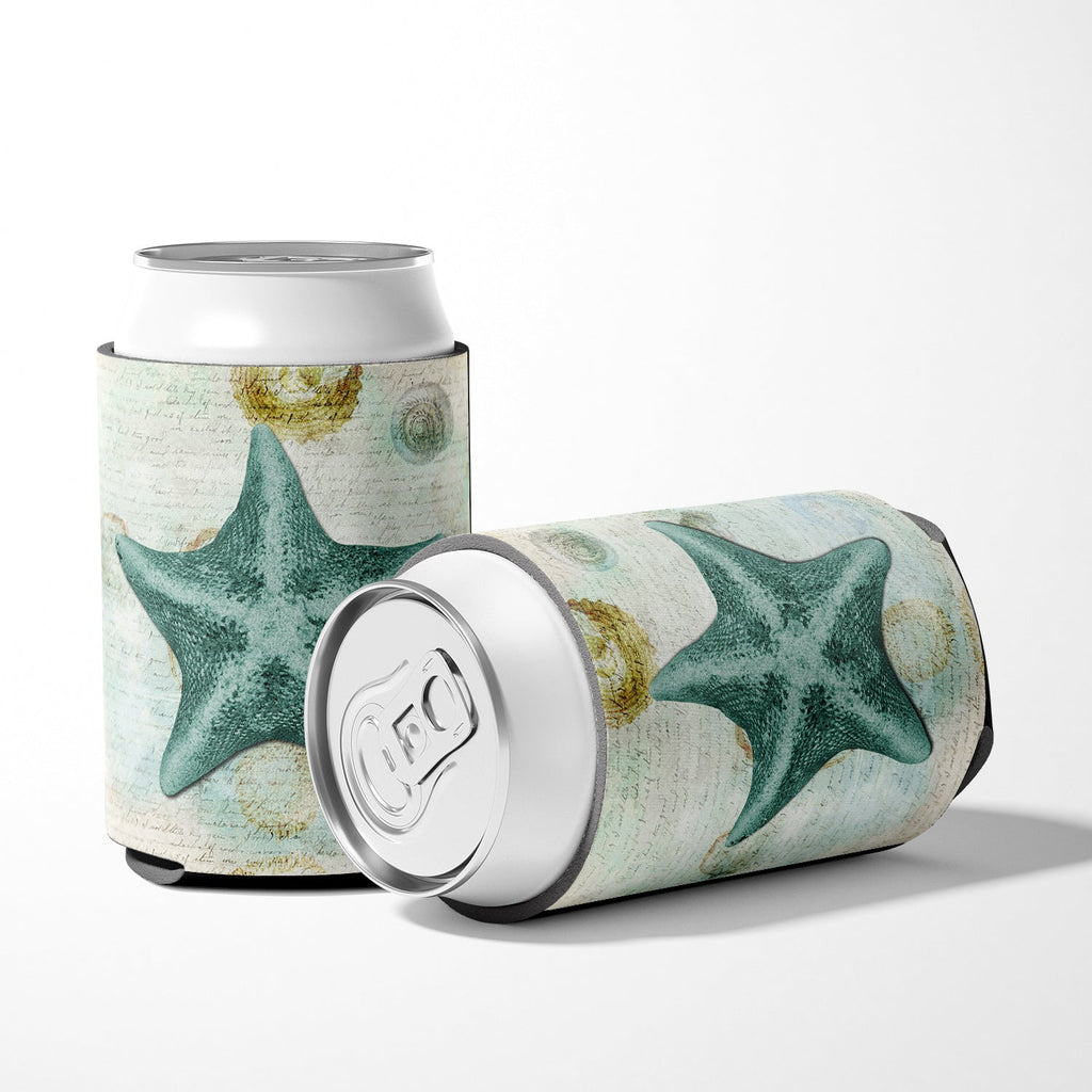Beach Asteroidea Sea Star Starfish Teal Can or Bottle Hugger Cooler Sleeve for Standard 12 oz Cans, Insulated Foam Beer & Soda Can Hugger Reusable