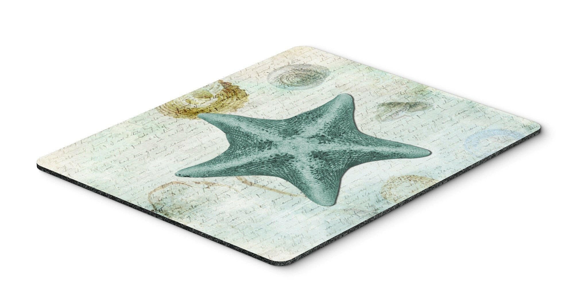 Beach Asteroidea Sea Star Starfish Teal Mouse Pad, Heat Resistant Trivet Hot Pad , Non Slip Rubber Desk Mat, Kitchen Counter Protector, Home Office Decor Gift