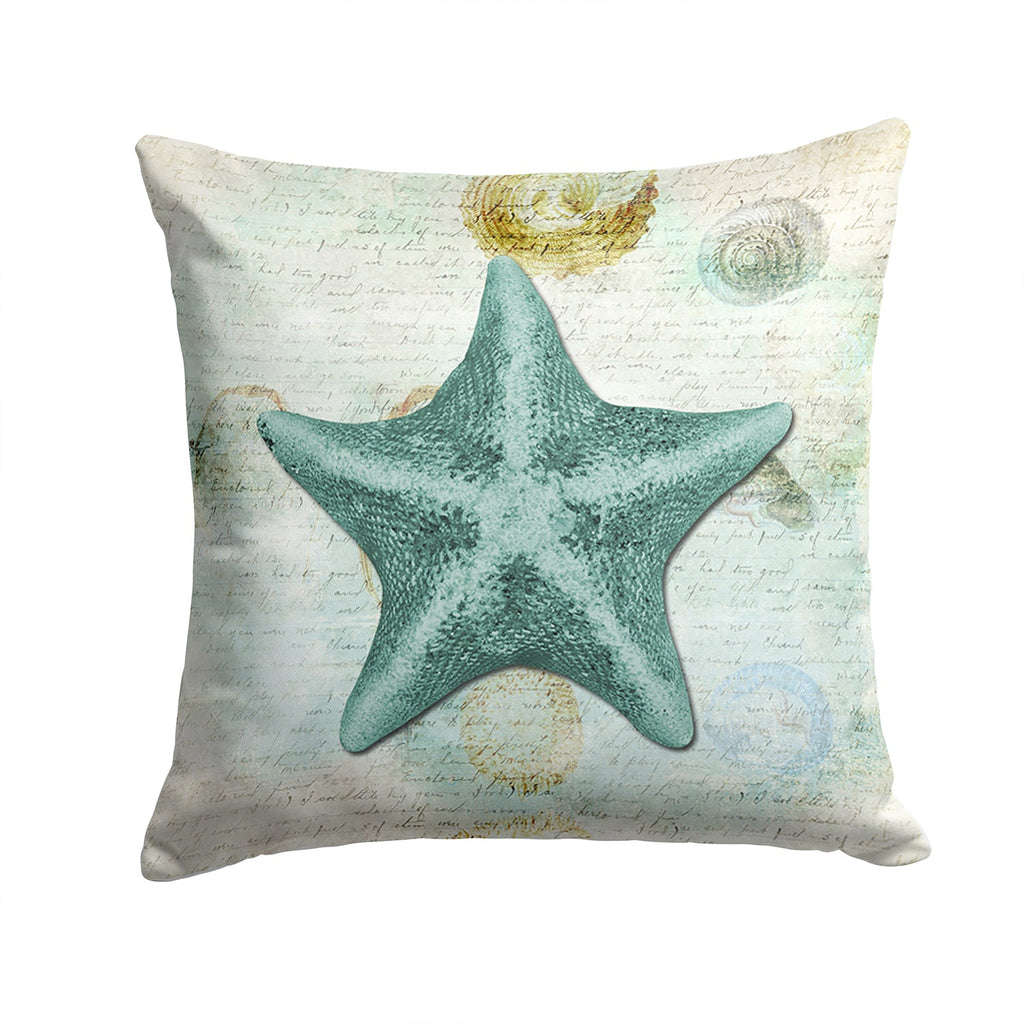 Beach Asteroidea Sea Star Starfish Teal Decorative Throw Pillow 14x14 Indoor Outdoor Accent Cushion, Fabric Cover with Insert for Sofa, Bed, Porch & Living Room
