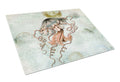 Beach Jellyfish Cutting Board Tempered Glass Kitchen Cutting Surface, Heat Resistant Chopping, Non-Slip Feet, Food Prep & Serving