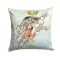 Beach Jellyfish Decorative Throw Pillow 14x14 Indoor Outdoor Accent Cushion, Fabric Cover with Insert for Sofa, Bed, Porch & Living Room