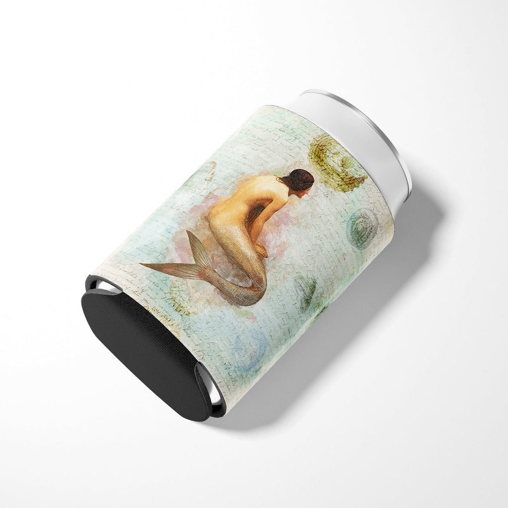 Beach Mermaid Can or Bottle Hugger Cooler Sleeve for Standard 12 oz Cans, Insulated Foam Beer & Soda Can Hugger Reusable