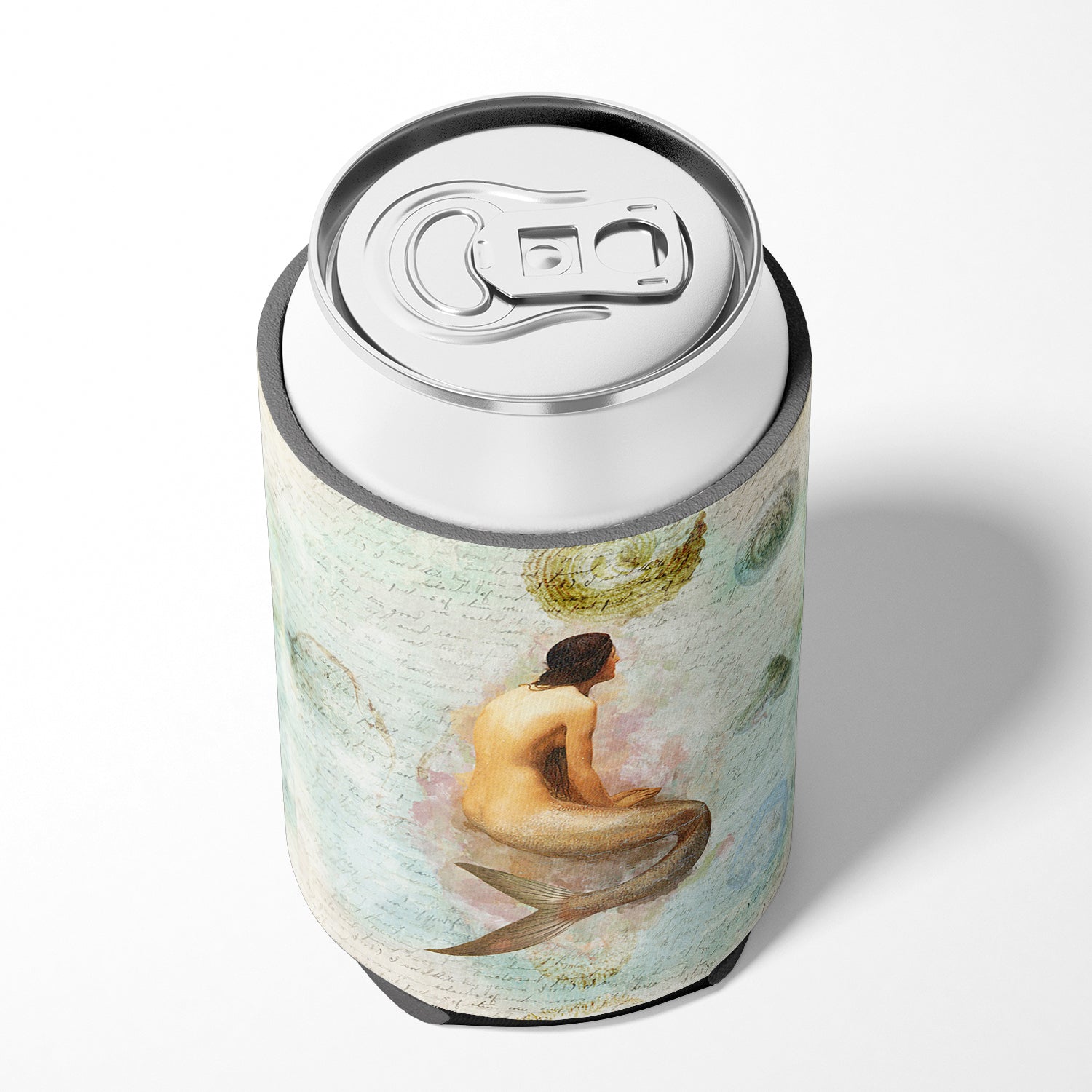 Beach Mermaid Can or Bottle Hugger Cooler Sleeve for Standard 12 oz Cans, Insulated Foam Beer & Soda Can Hugger Reusable
