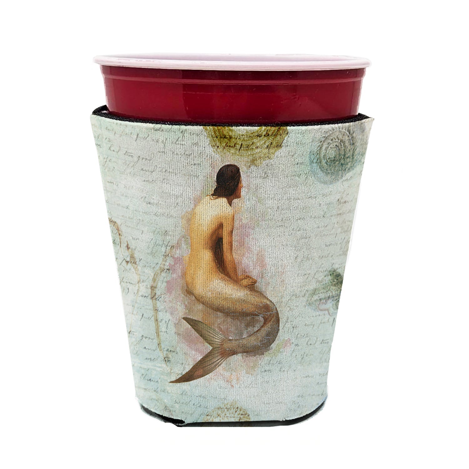 Beach Mermaid Red Cup Hugger Sleeve for 16–22 oz Party Cups, Insulated Foam Drink Holder for Iced Coffee, Tailgate & BBQ Reusable