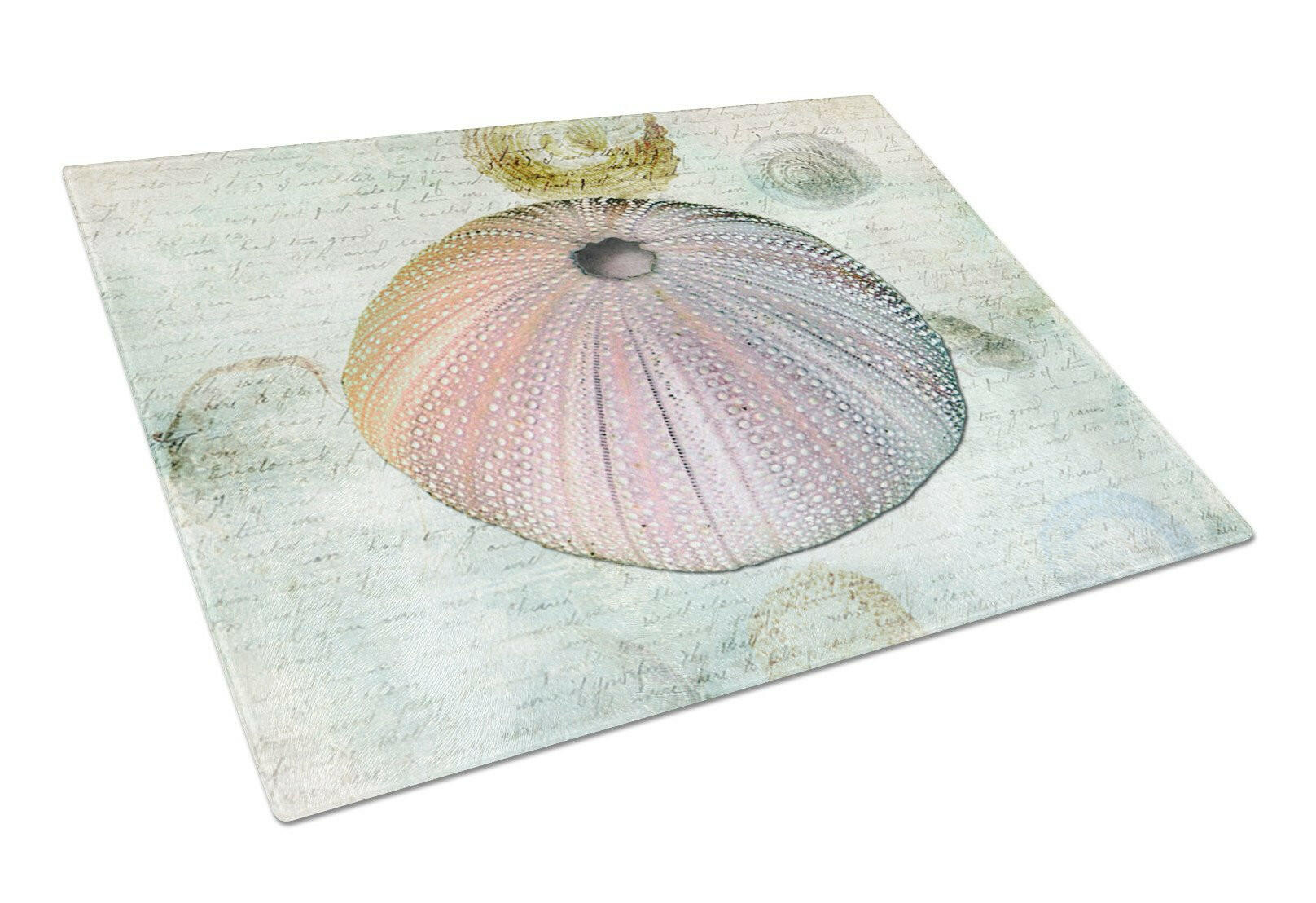Beach Mushroom Coral Cutting Board Tempered Glass Kitchen Cutting Surface, Heat Resistant Chopping, Non-Slip Feet, Food Prep & Serving
