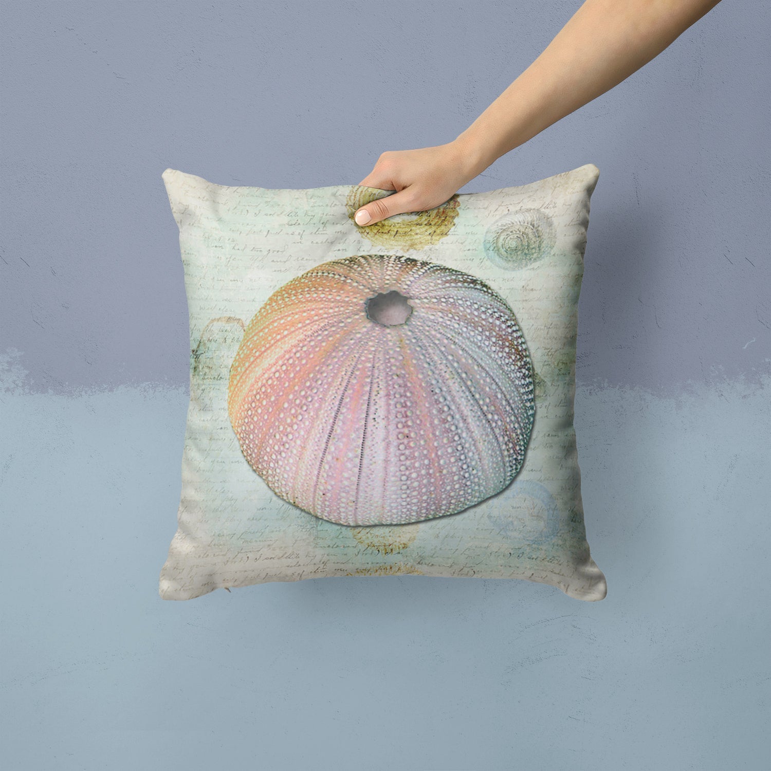 Beach Mushroom Coral Decorative Throw Pillow 14x14 Indoor Outdoor Accent Cushion, Fabric Cover with Insert for Sofa, Bed, Porch & Living Room