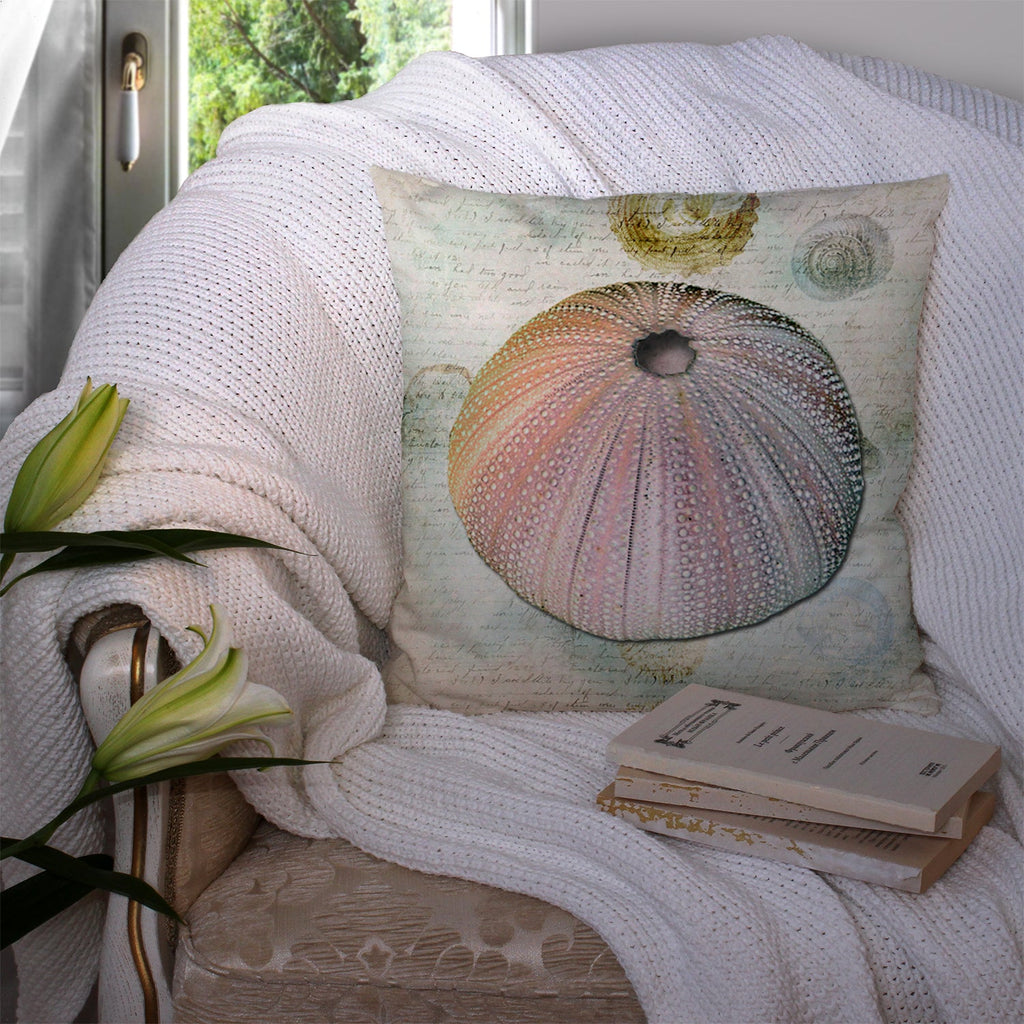 Beach Mushroom Coral Decorative Throw Pillow 14x14 Indoor Outdoor Accent Cushion, Fabric Cover with Insert for Sofa, Bed, Porch & Living Room