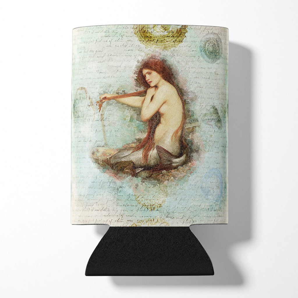 Beach Mermaid Sitting Can or Bottle Hugger Cooler Sleeve for Standard 12 oz Cans, Insulated Foam Beer & Soda Can Hugger Reusable