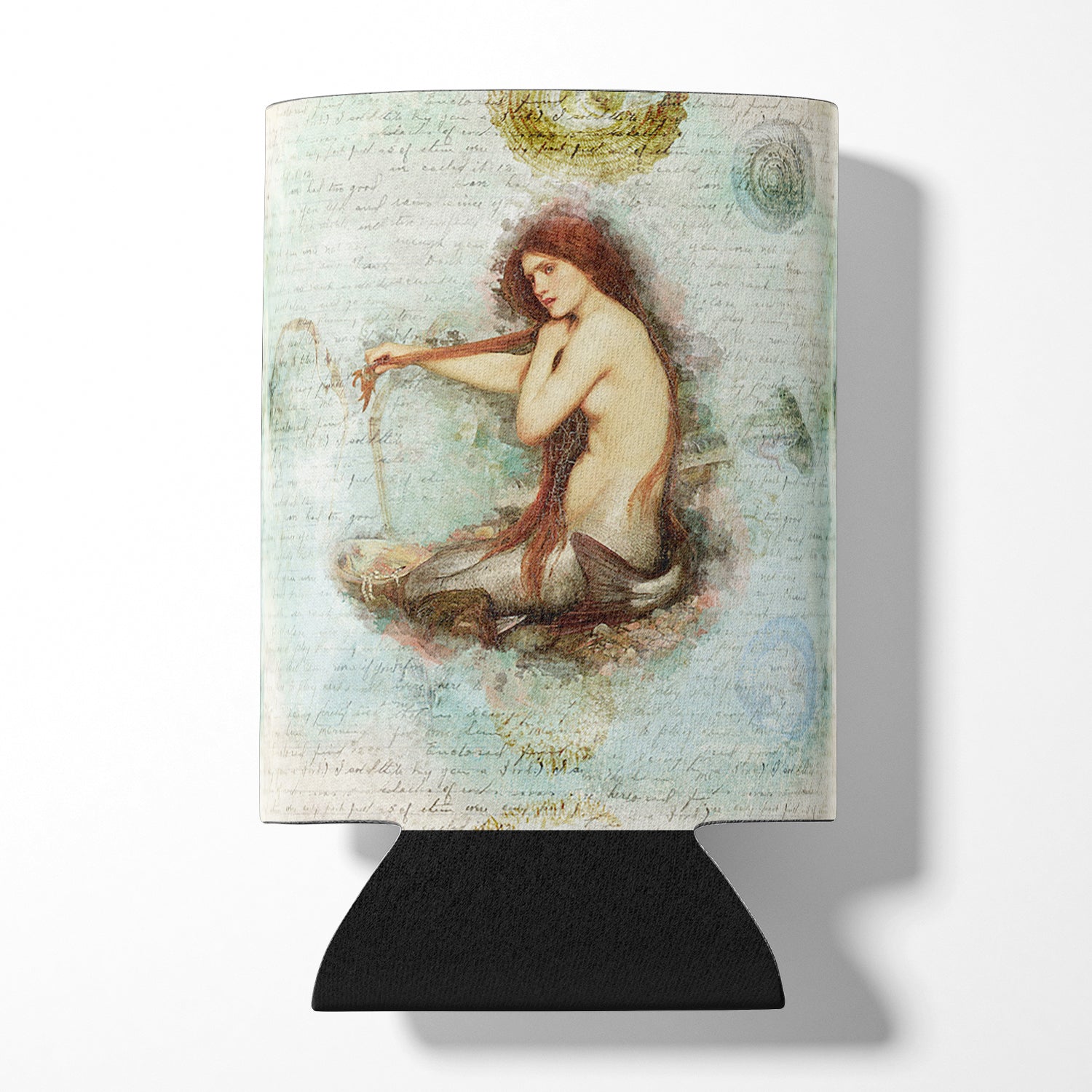 Beach Mermaid Sitting Can or Bottle Hugger Cooler Sleeve for Standard 12 oz Cans, Insulated Foam Beer & Soda Can Hugger Reusable