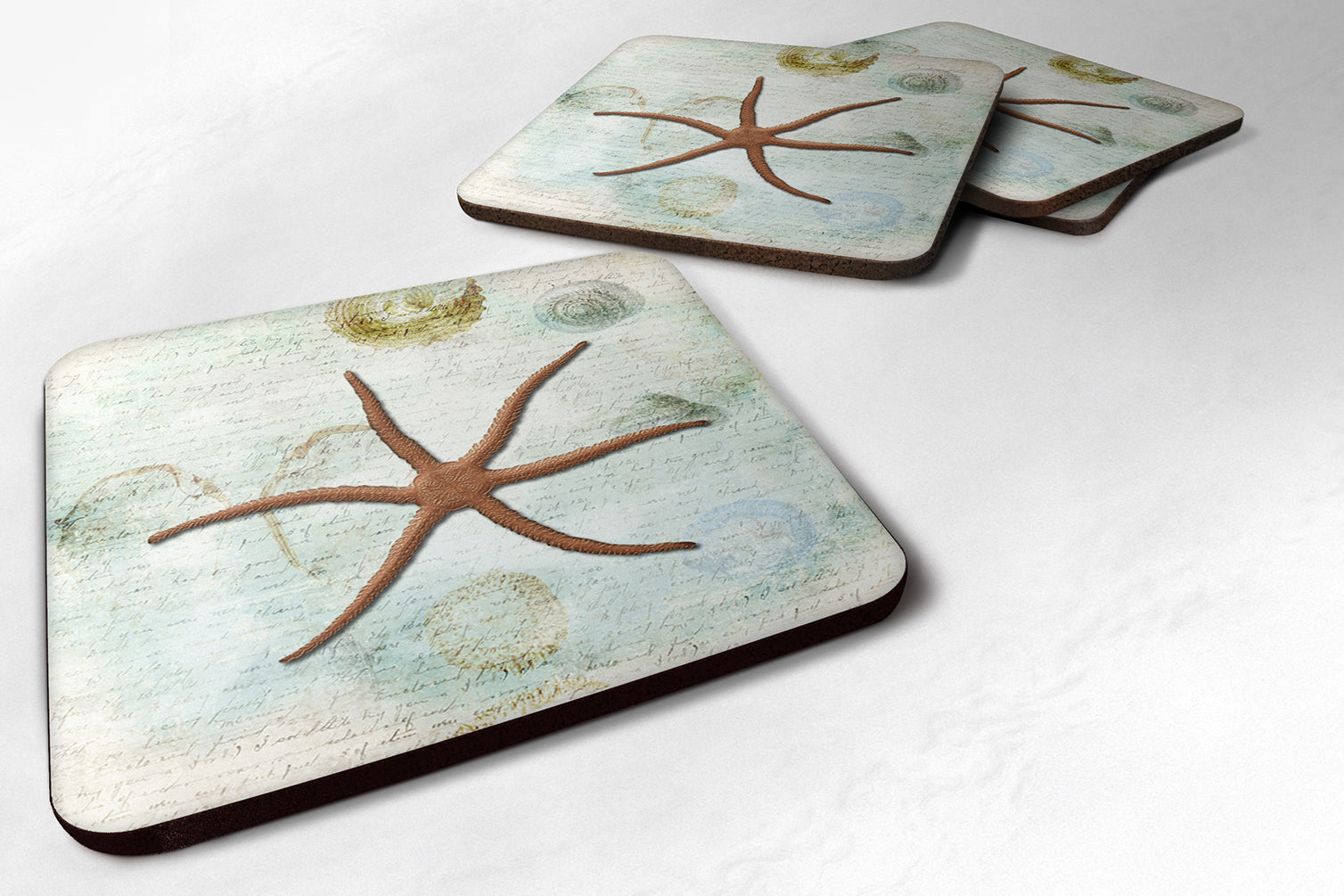 Beach Red Serpent Starfish Foam Coasters Set of 4 Cup Coasters for Indoor Outdoor, Tabletop Protection, Anti Slip, Mouse pad Material