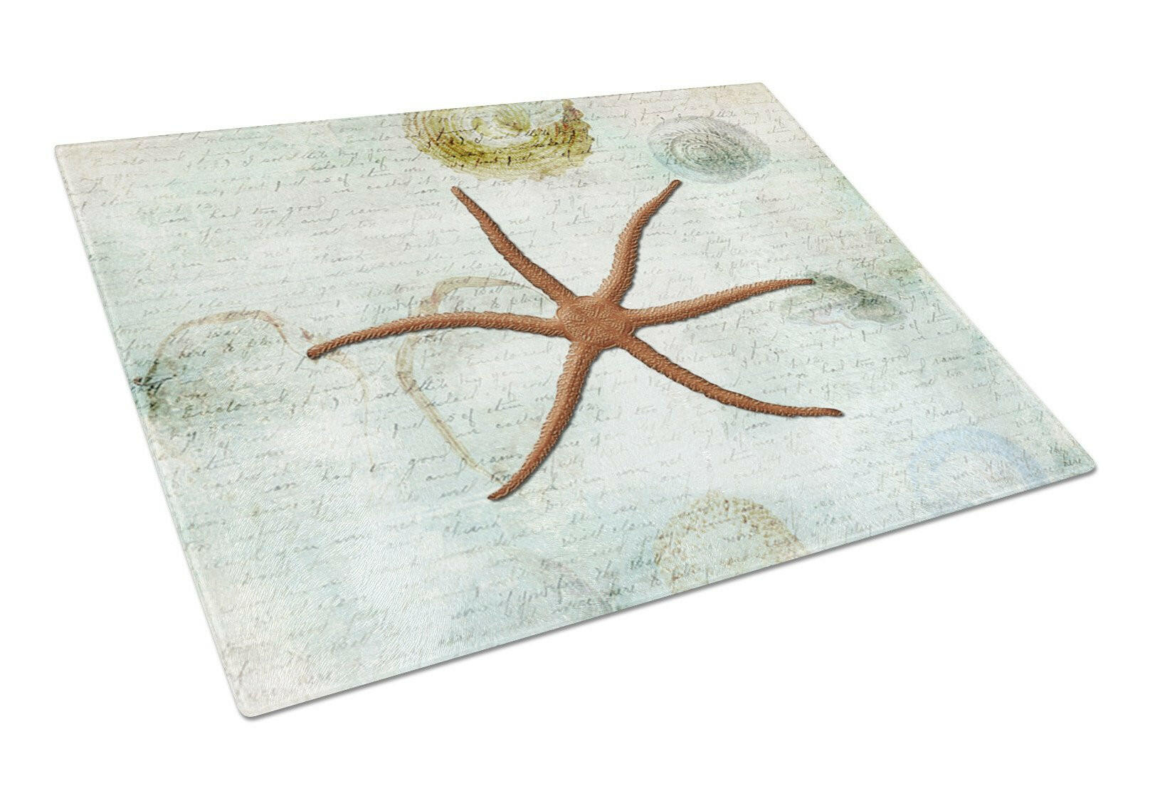 Beach Red Serpent Starfish Cutting Board Tempered Glass Kitchen Cutting Surface, Heat Resistant Chopping, Non-Slip Feet, Food Prep & Serving