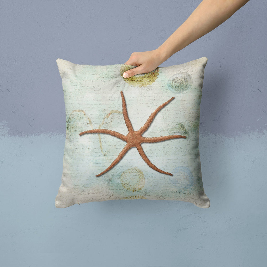 Beach Red Serpent Starfish Decorative Throw Pillow 14x14 Indoor Outdoor Accent Cushion, Fabric Cover with Insert for Sofa, Bed, Porch & Living Room