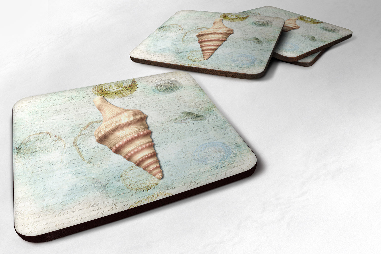 Beach Horse Conch Shell Foam Coasters Set of 4 Cup Coasters for Indoor Outdoor, Tabletop Protection, Anti Slip, Mouse pad Material