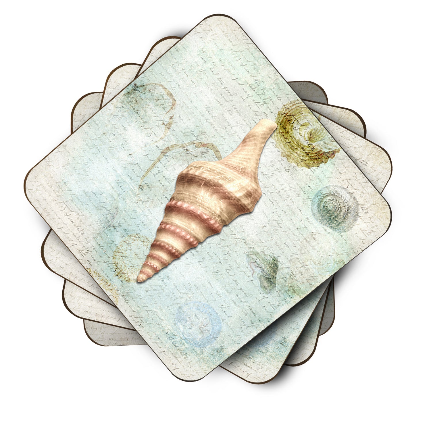 Beach Horse Conch Shell Foam Coasters Set of 4 Cup Coasters for Indoor Outdoor, Tabletop Protection, Anti Slip, Mouse pad Material