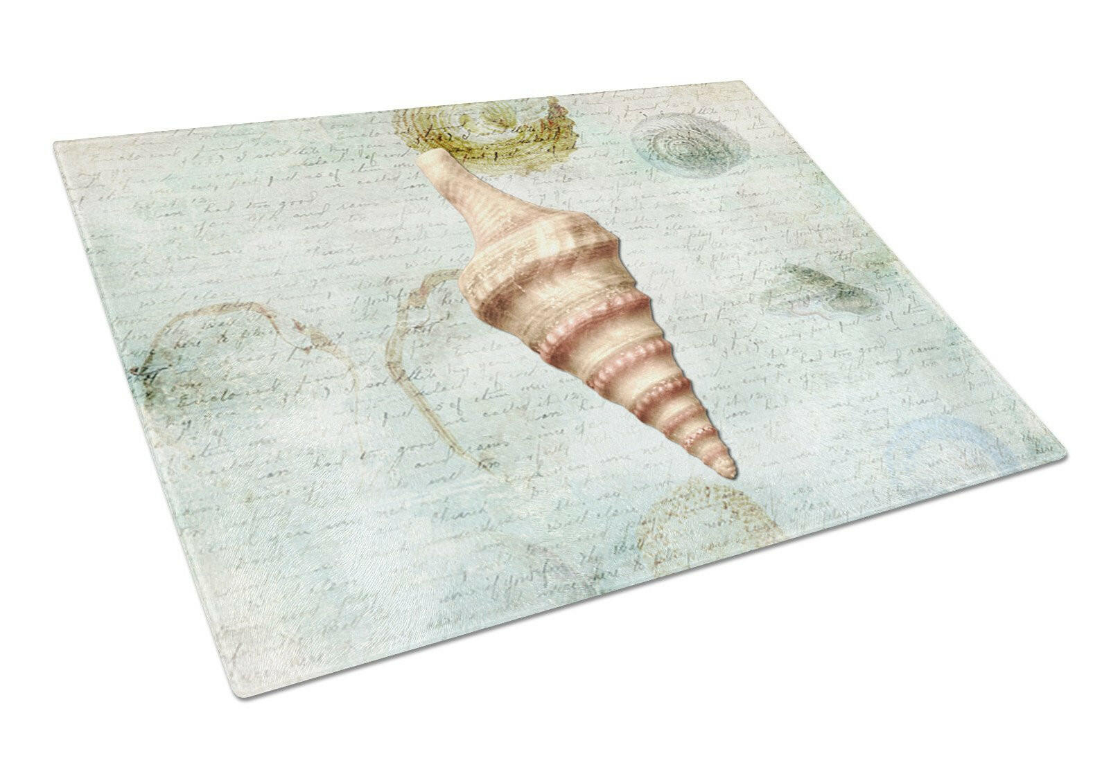Beach Horse Conch Shell Cutting Board Tempered Glass Kitchen Cutting Surface, Heat Resistant Chopping, Non-Slip Feet, Food Prep & Serving