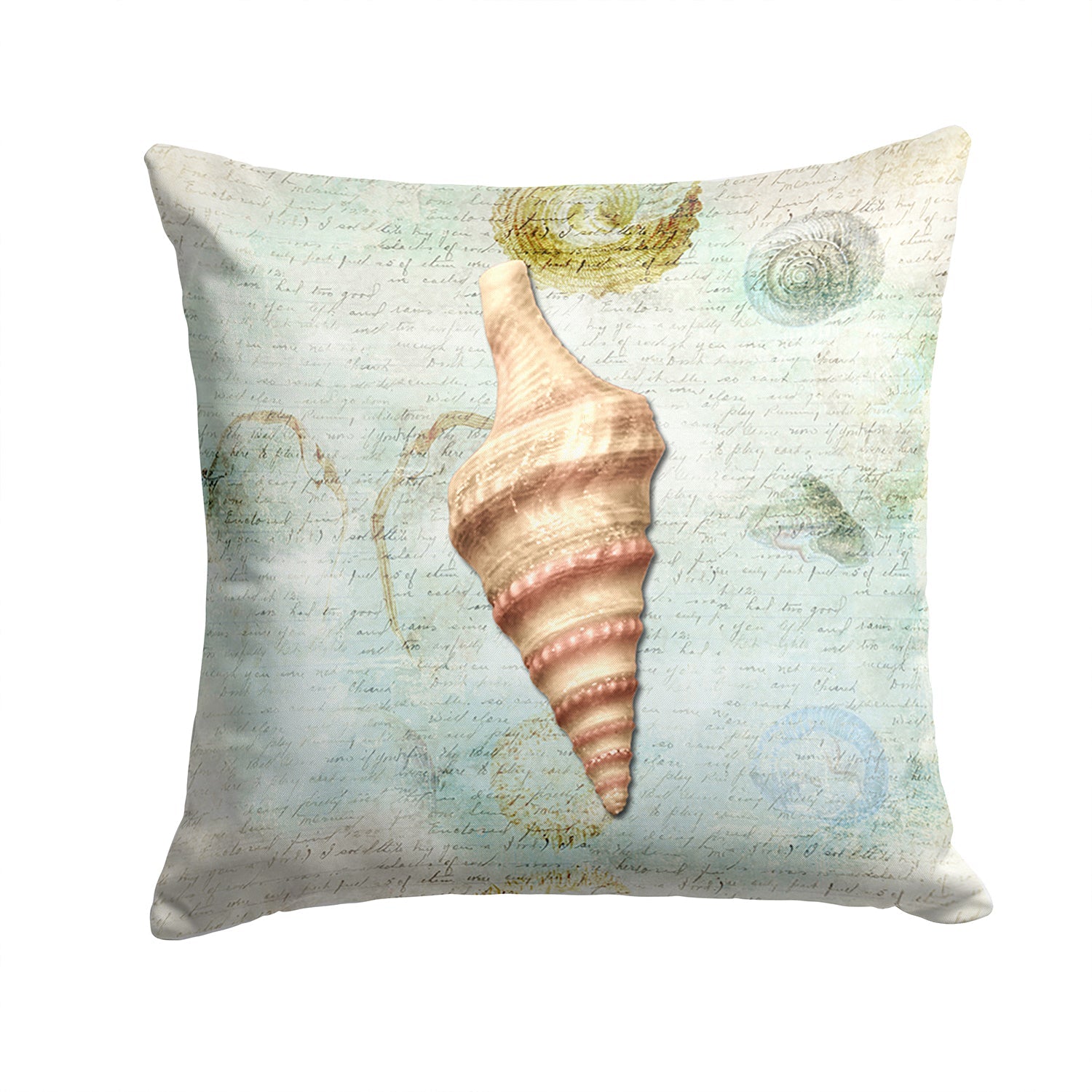 Beach Horse Conch Shell Decorative Throw Pillow 14x14 Indoor Outdoor Accent Cushion, Fabric Cover with Insert for Sofa, Bed, Porch & Living Room