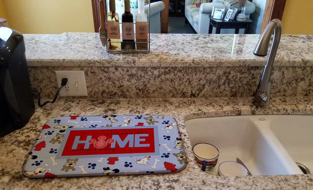 A House is not a home without a dog Dish Drying Mat Absorbent Dish Drying Mat Pad for Kitchen Counter Dish Drainer Mat for Countertop, 14 x 21", Multicolor