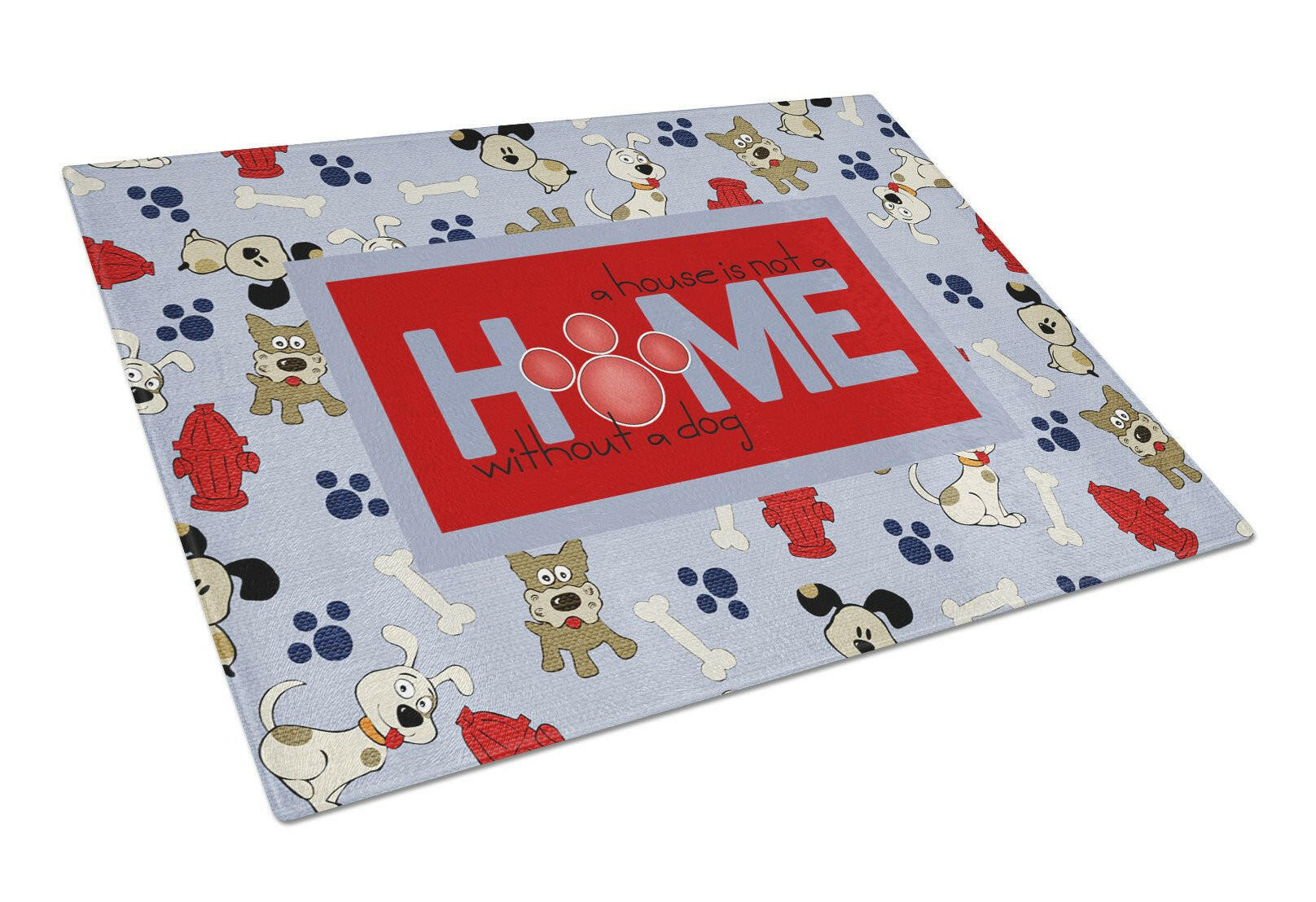 A House is not a home without a dog Cutting Board Tempered Glass Kitchen Cutting Surface, Heat Resistant Chopping, Non-Slip Feet, Food Prep & Serving