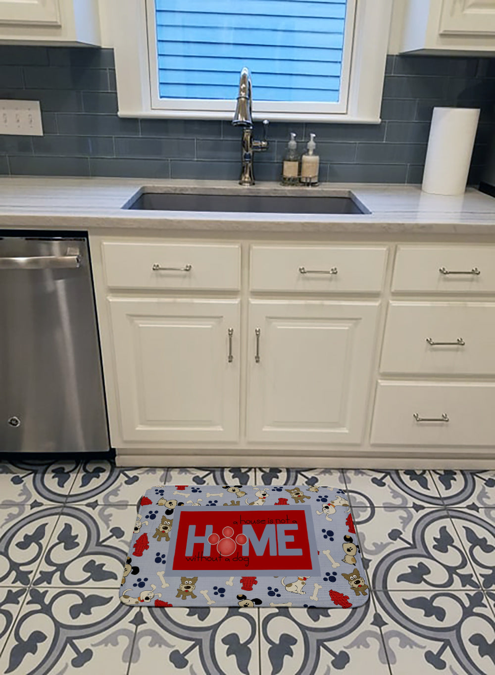A House is not a home without a dog Memory Foam Kitchen Mat Machine Washable Anti-Fatigue Cushion Comfort Bath or Kitchen Rug