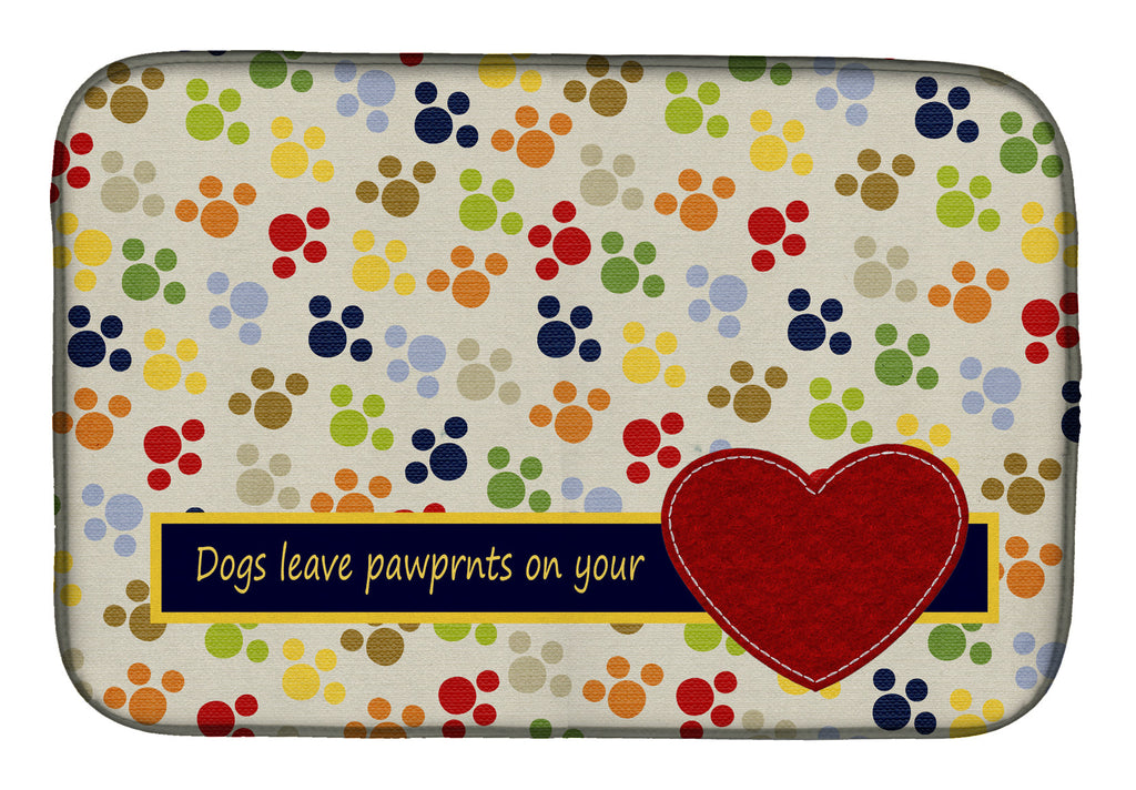 Dogs leave pawprints on your heart Dish Drying Mat Absorbent Dish Drying Mat Pad for Kitchen Counter Dish Drainer Mat for Countertop, 14 x 21", Multicolor