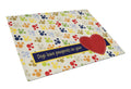 Dogs leave pawprints on your heart Cutting Board Tempered Glass Kitchen Cutting Surface, Heat Resistant Chopping, Non-Slip Feet, Food Prep & Serving