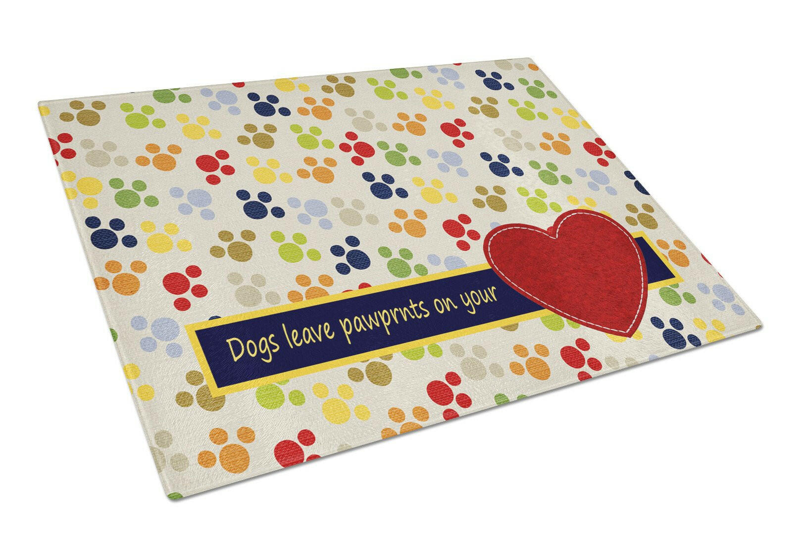 Dogs leave pawprints on your heart Cutting Board Tempered Glass Kitchen Cutting Surface, Heat Resistant Chopping, Non-Slip Feet, Food Prep & Serving