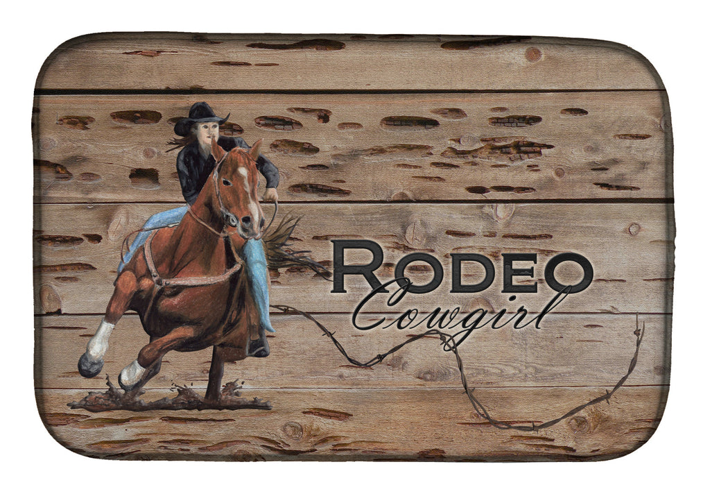 Rodeo Cowgirl Barrel Racer Dish Drying Mat Absorbent Dish Drying Mat Pad for Kitchen Counter Dish Drainer Mat for Countertop, 14 x 21", Multicolor